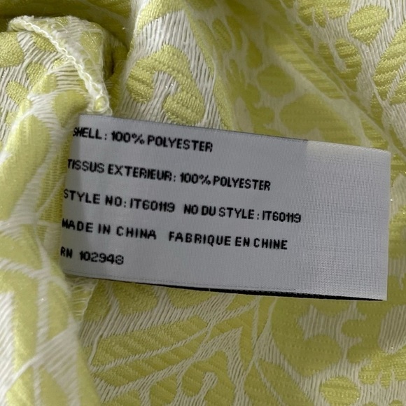 Tulle Yellow White Textured Print Mini Cap Sleeve Dress Size Large - Picture 6 of 6